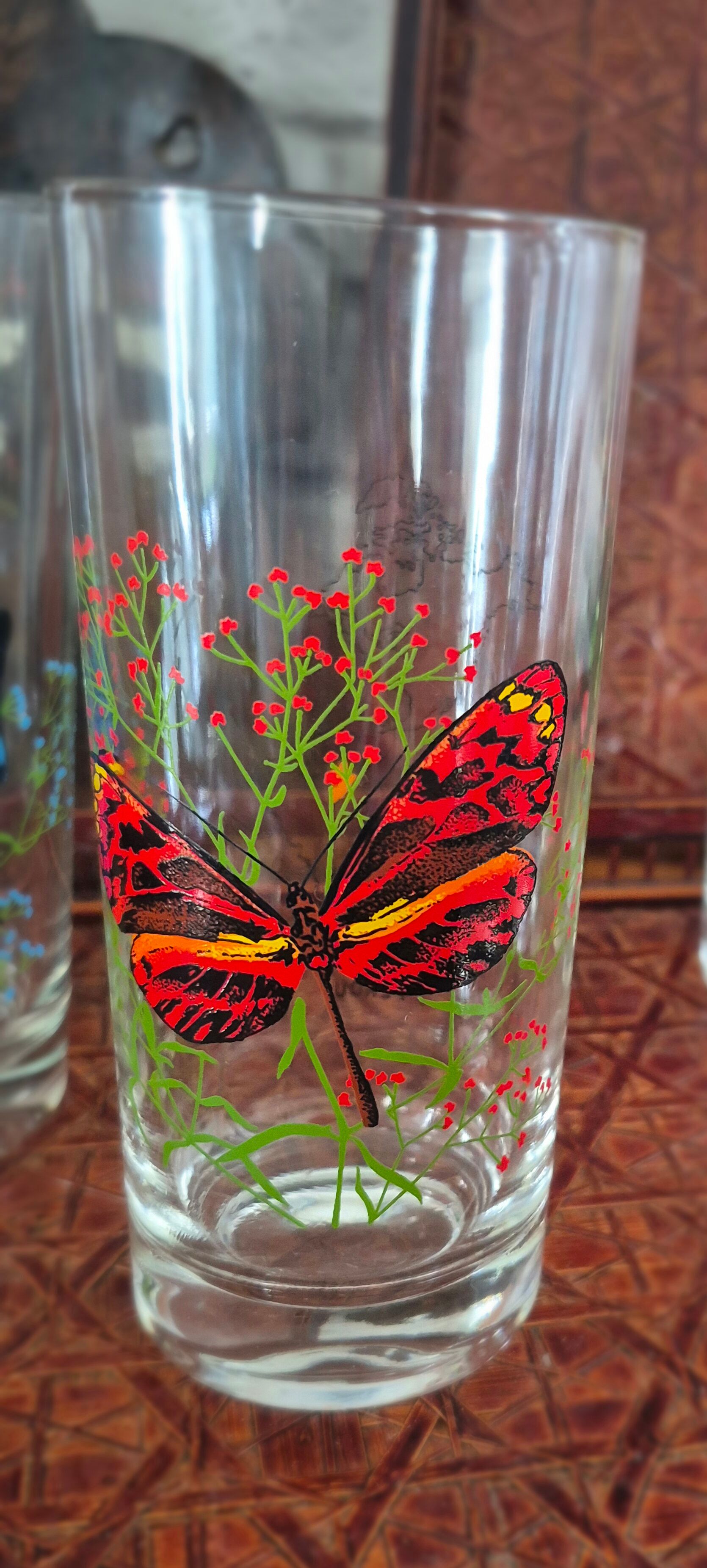 Set of 10 butterfly glasses from the Reims glassworks, vintage.