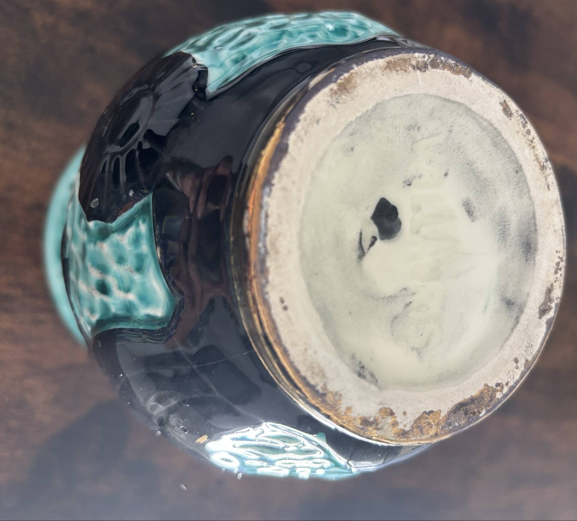 Vase vintage Vallauris en céramique turquoise