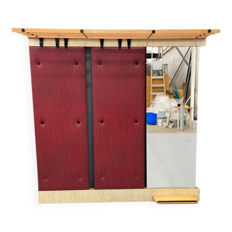 Vintage Wall-Mounted Hallway Panel with Hooks, Mirror & Shelf, 1960s