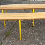 Bench schoolboy, wood and metal, industrial