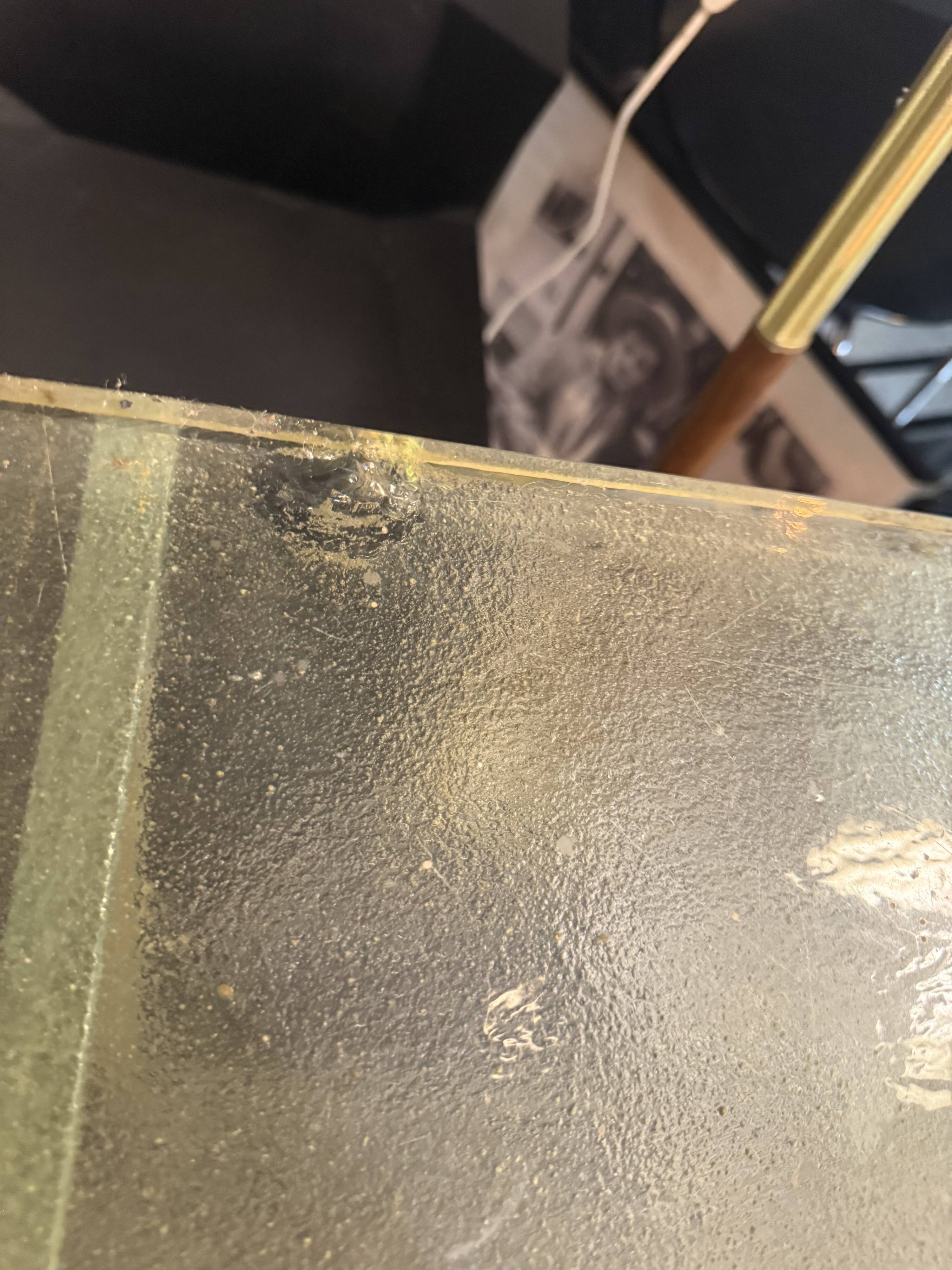 Metal table with glass top