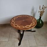 Marquetry and wrought iron coffee table