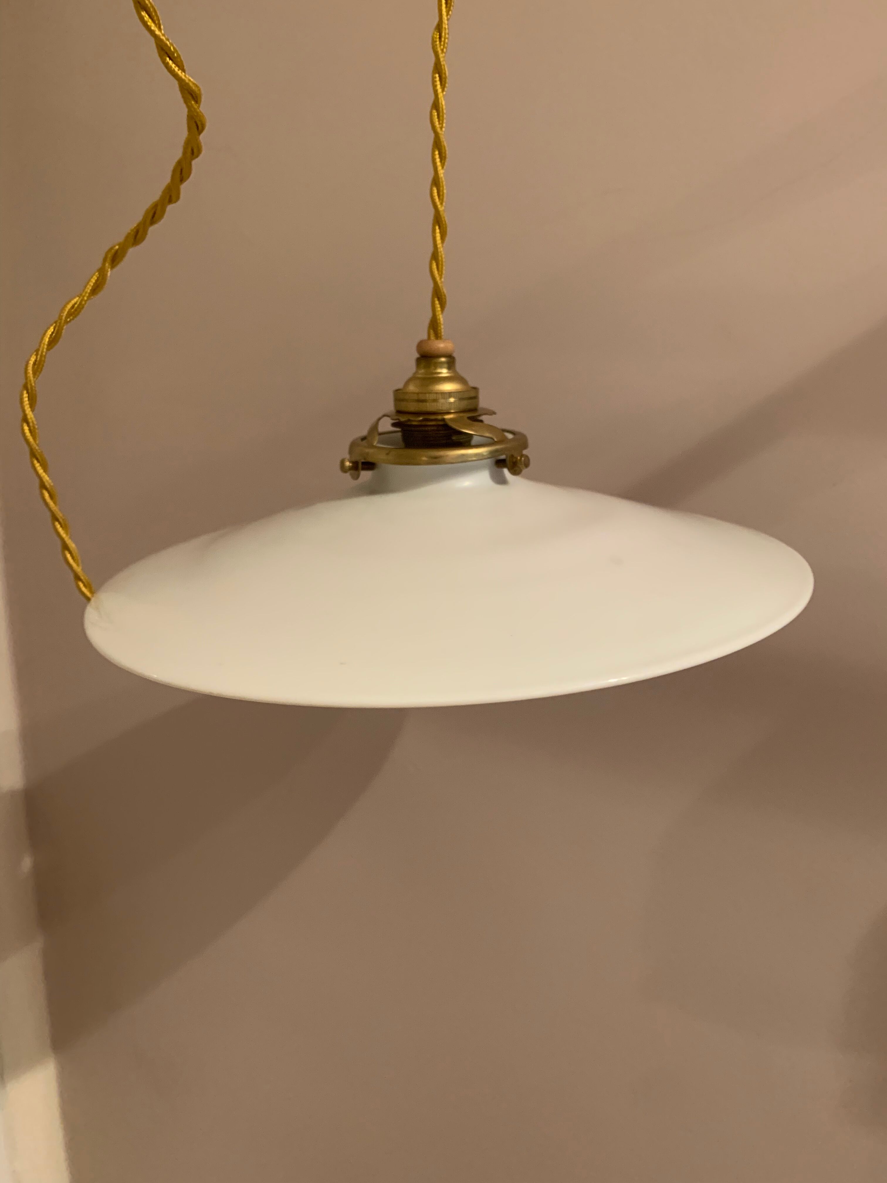 Vintage white opaline pendant lamp
