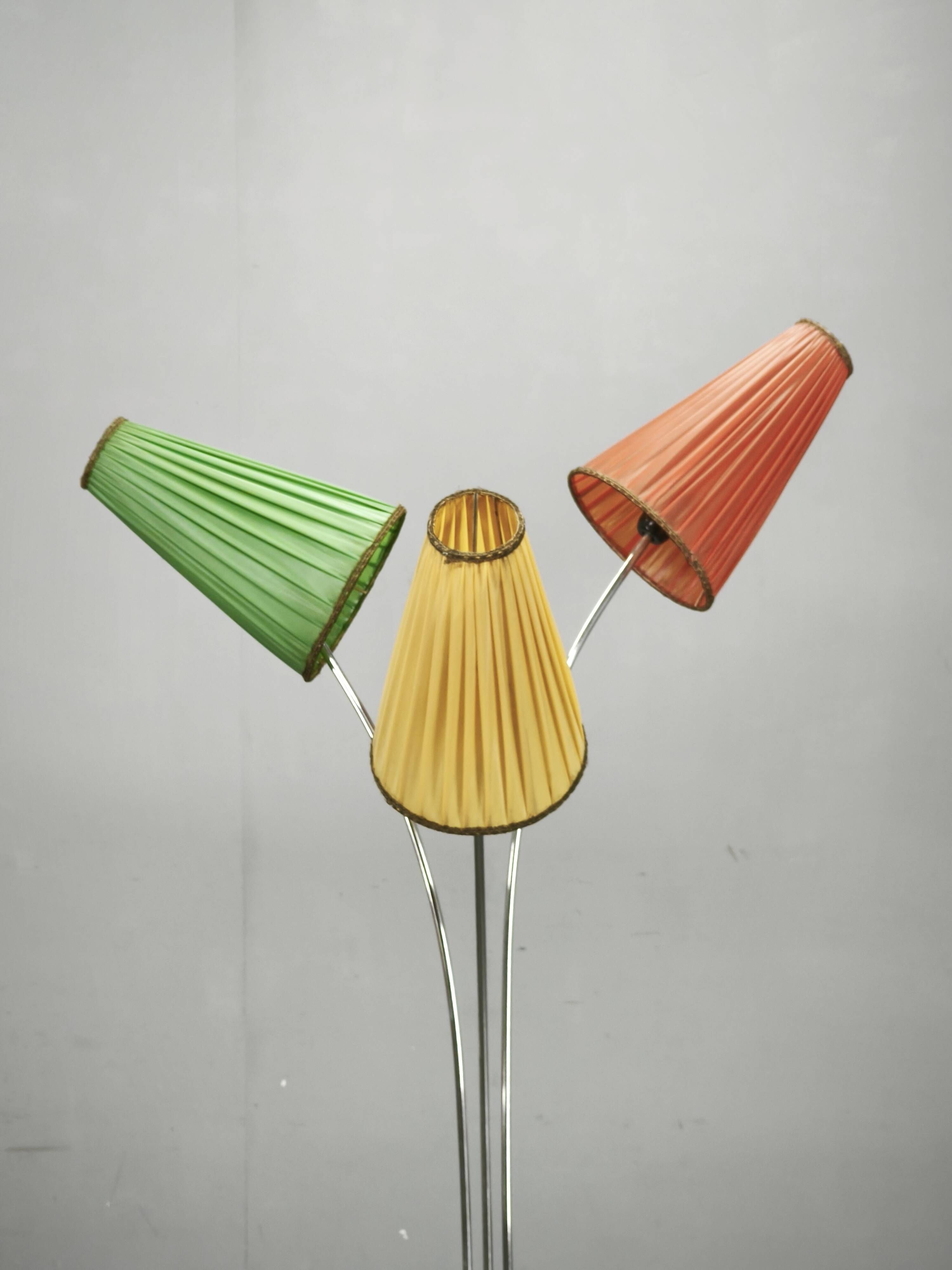 Rare German Adjustable Three-Light Floor Lamp, 1960s