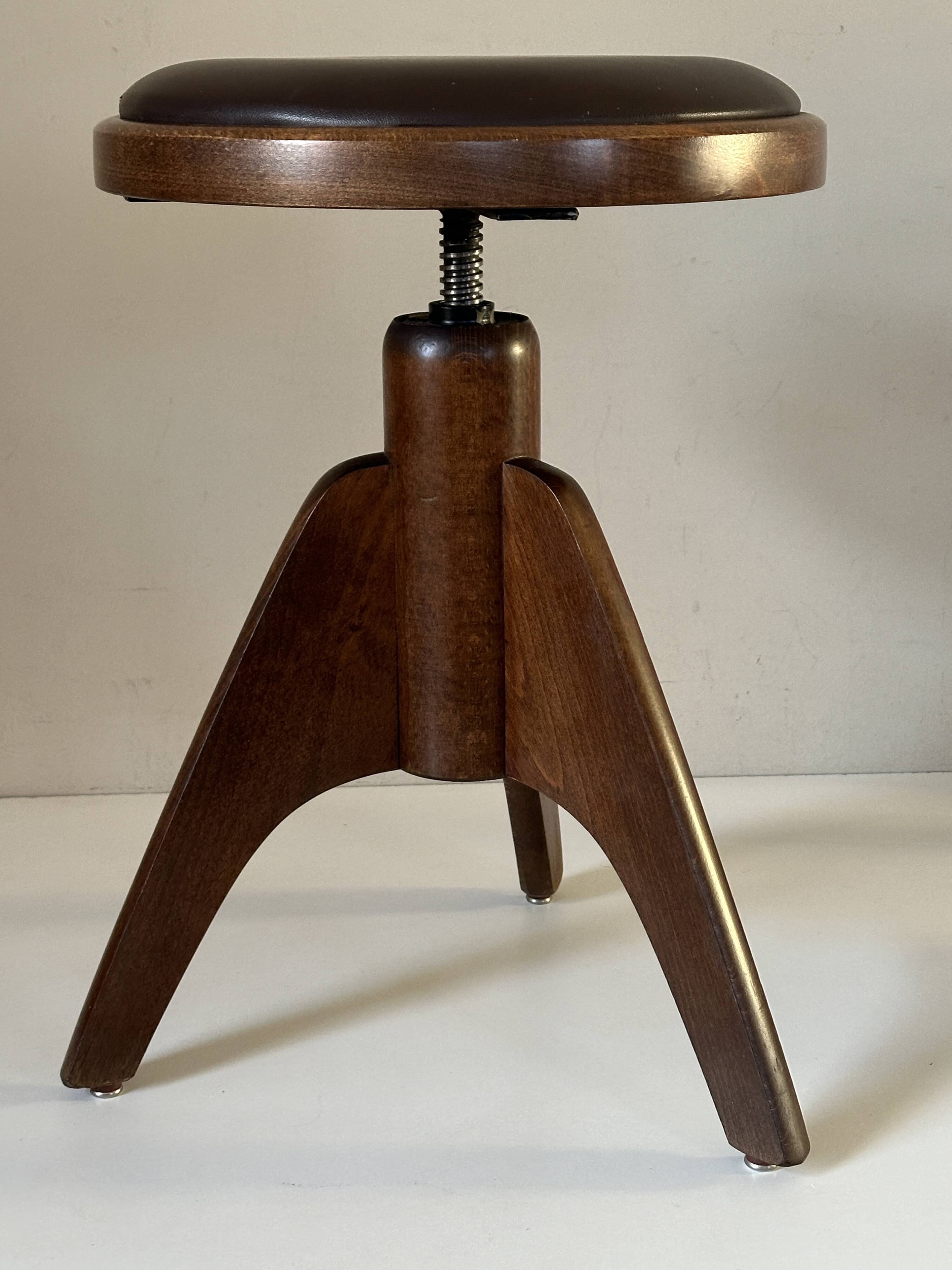 Vintage 60s tripod oak stool