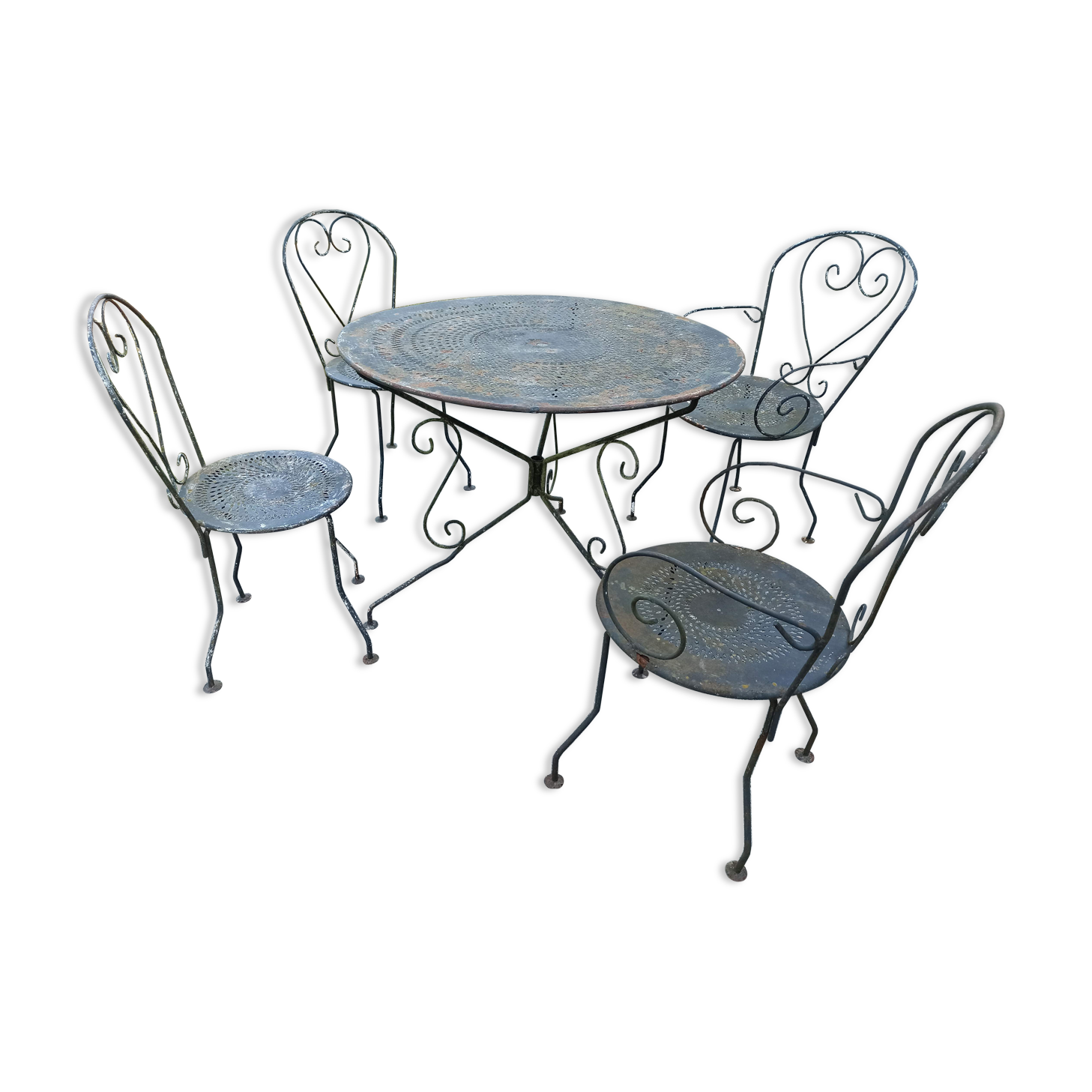 Iron garden furniture armchairs chairs round table