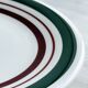 2 green and burgundy strip dessert plates.