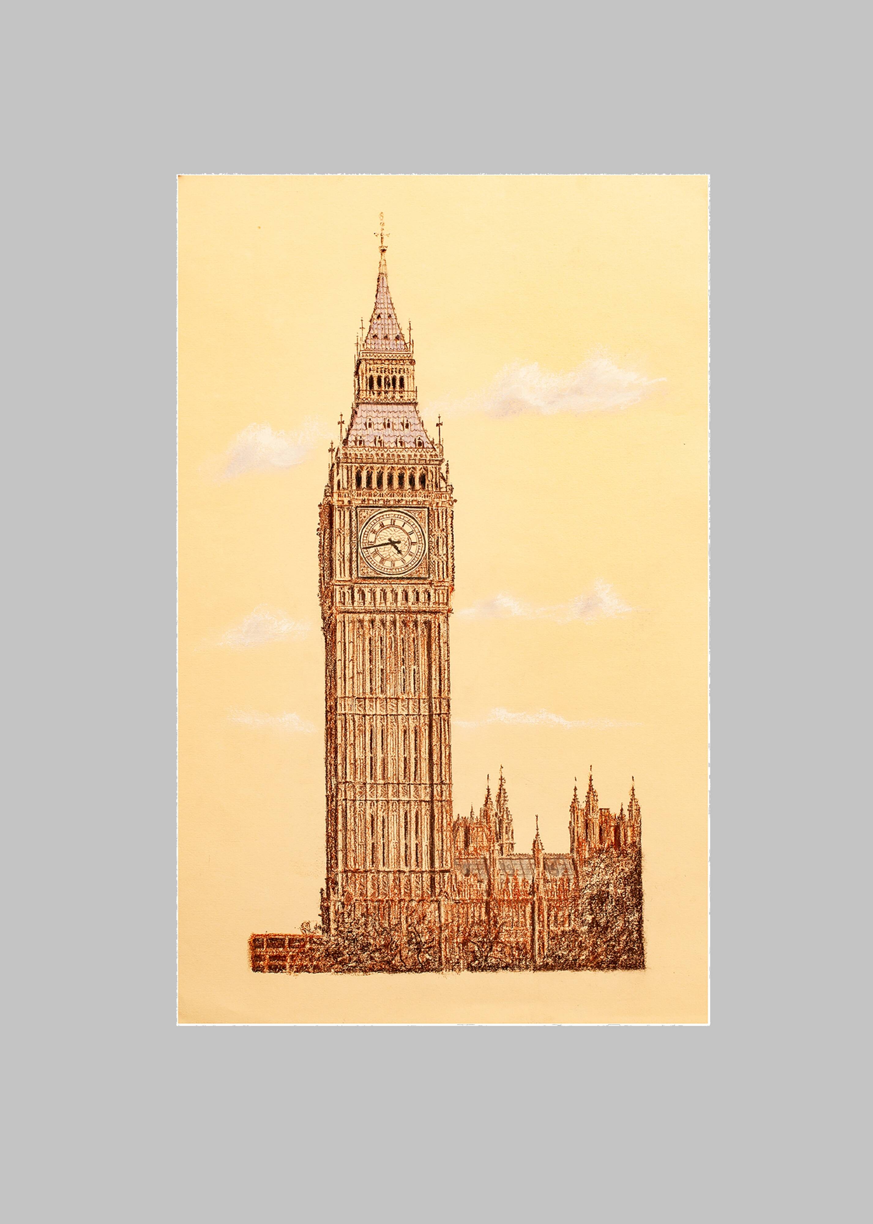 DRAWING OF THE TOWER OF LONDON. BIG BEN.