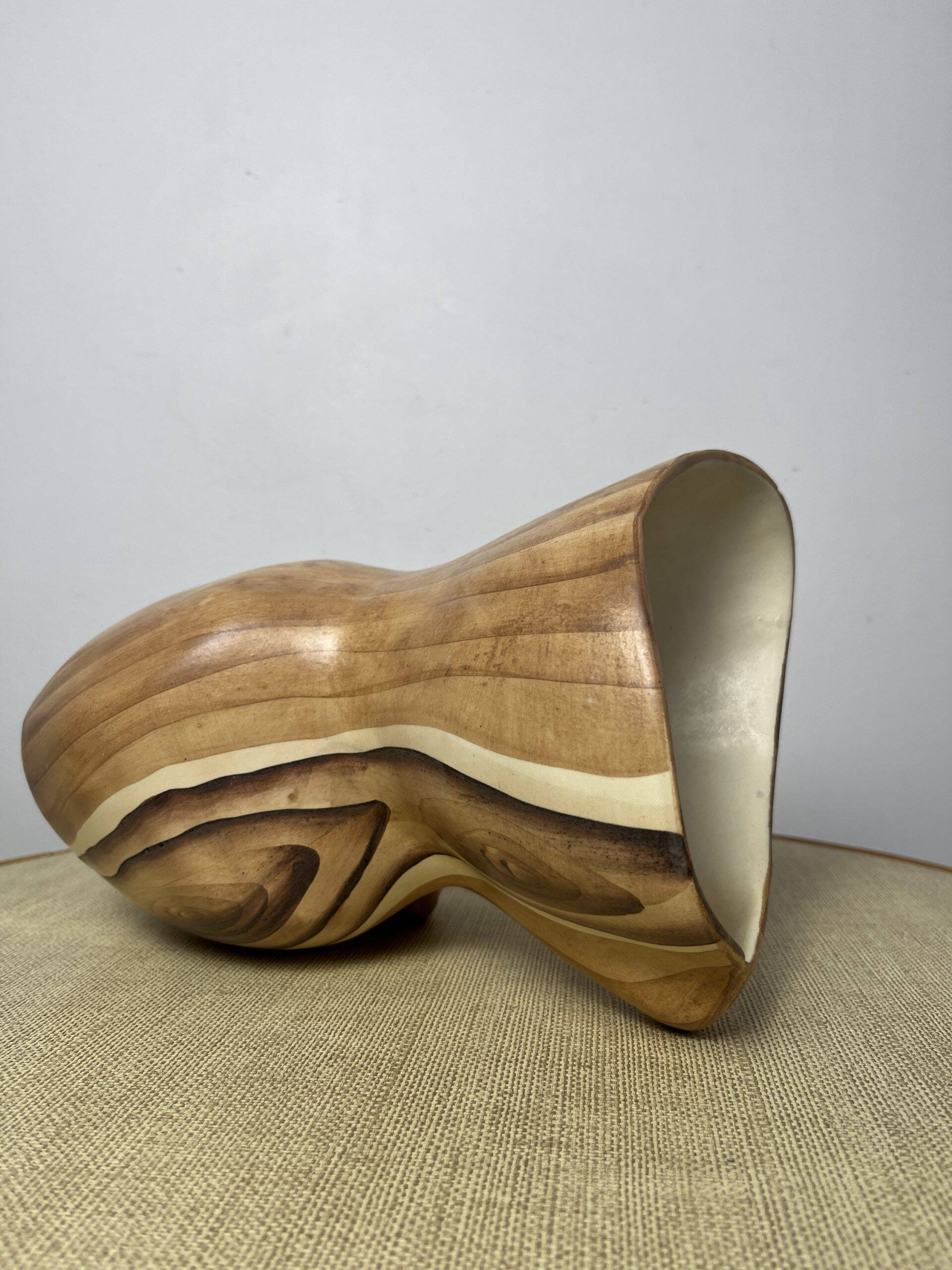 Ceramic vase in wood style by Grandjean Jourdan in Vallauris