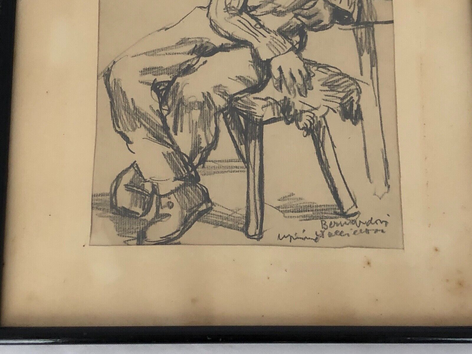 Charcoal on paper by Bernardin or Barnadouin Garçon à la gavroche