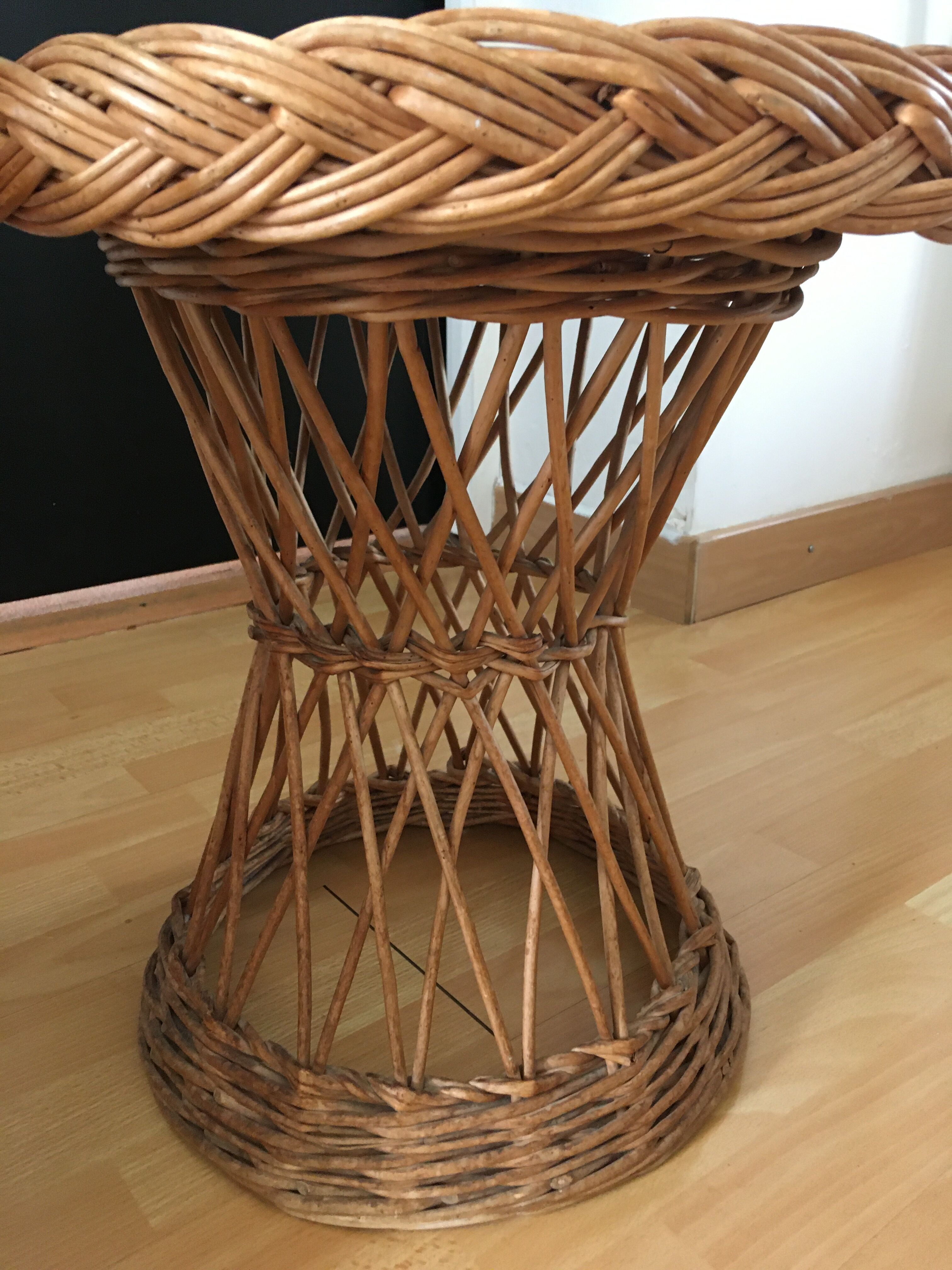 60s wicker coffee table