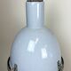 Bauhaus grey enamel industrial pendant lamp with glass cover, 1950s