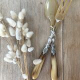 Salad cutlery with horn handle