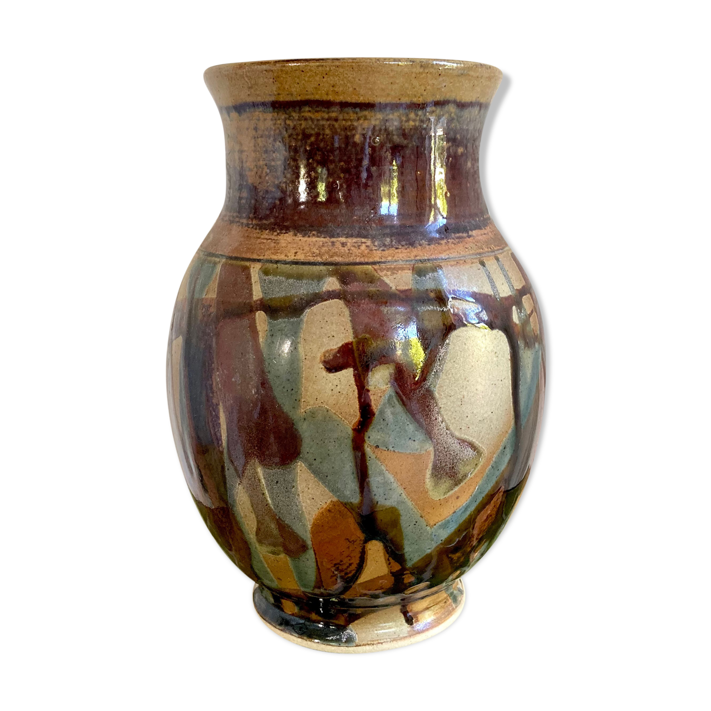 Vase poterie émaillée céramique signée