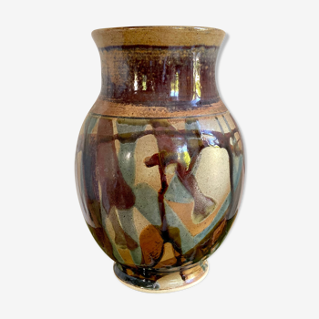 Vase poterie émaillée céramique signée
