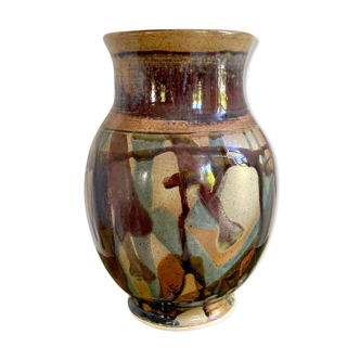 Vase poterie émaillée céramique signée