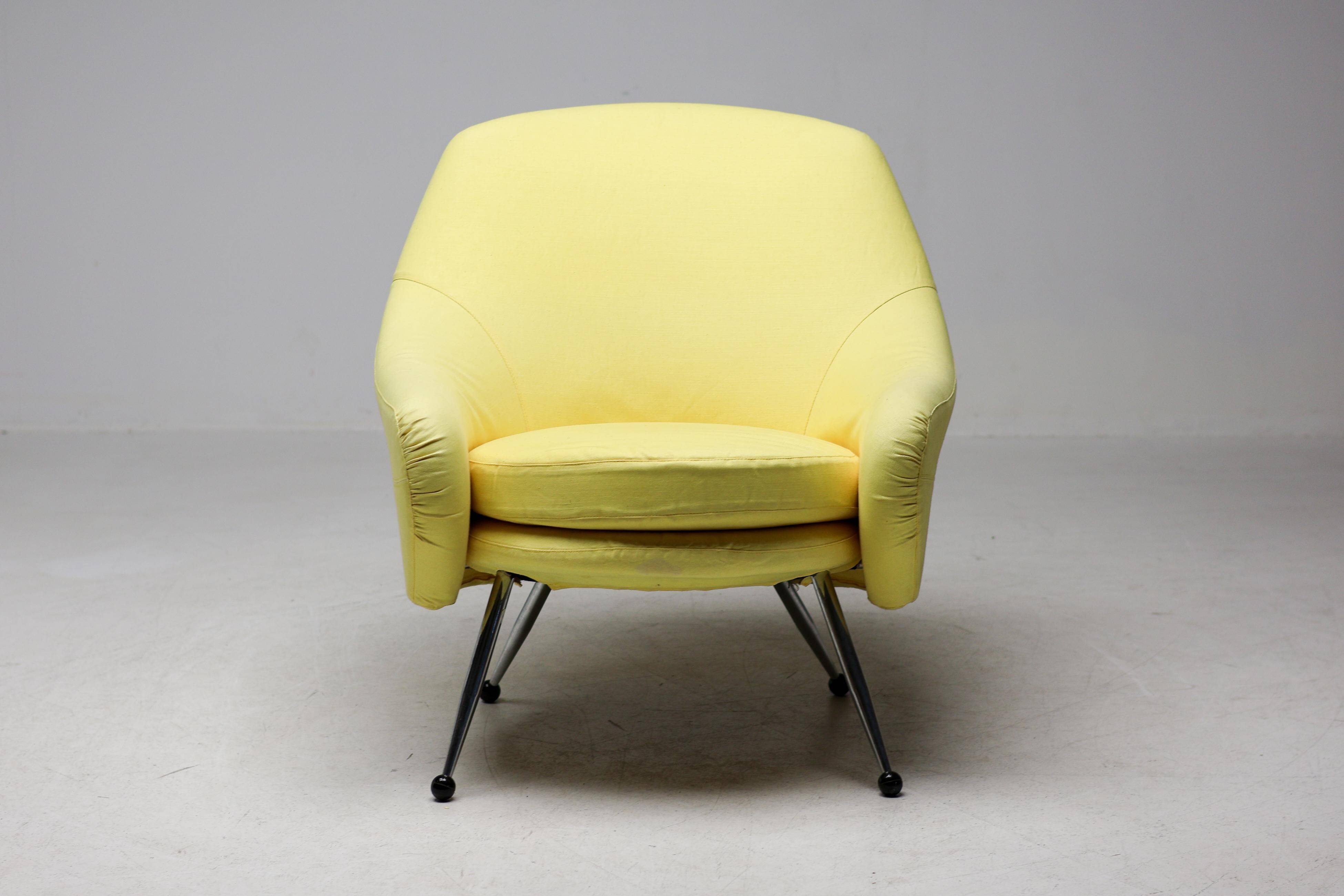 Chair Marco Zanuso Martingala - Bright yellow cotton fabric