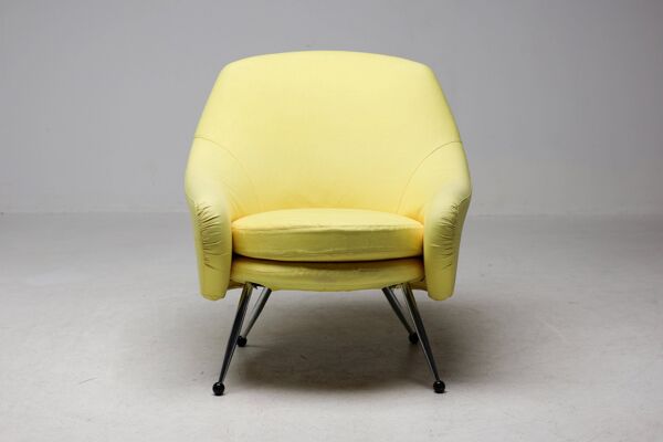 Fauteuil Marco Zanuso Martingala - Tissu de coton jaune vif