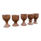 5 wooden egg cups from the 50s/60s.