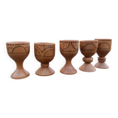 5 wooden egg cups from the 50s/60s.