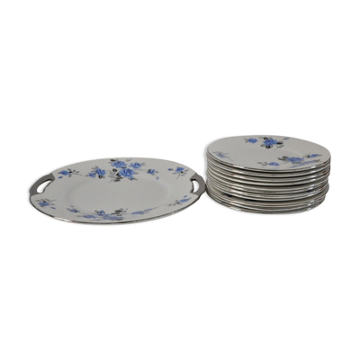 Set de 11 assiettes à dessert et 1 plat de la faïencerie d'onnaing