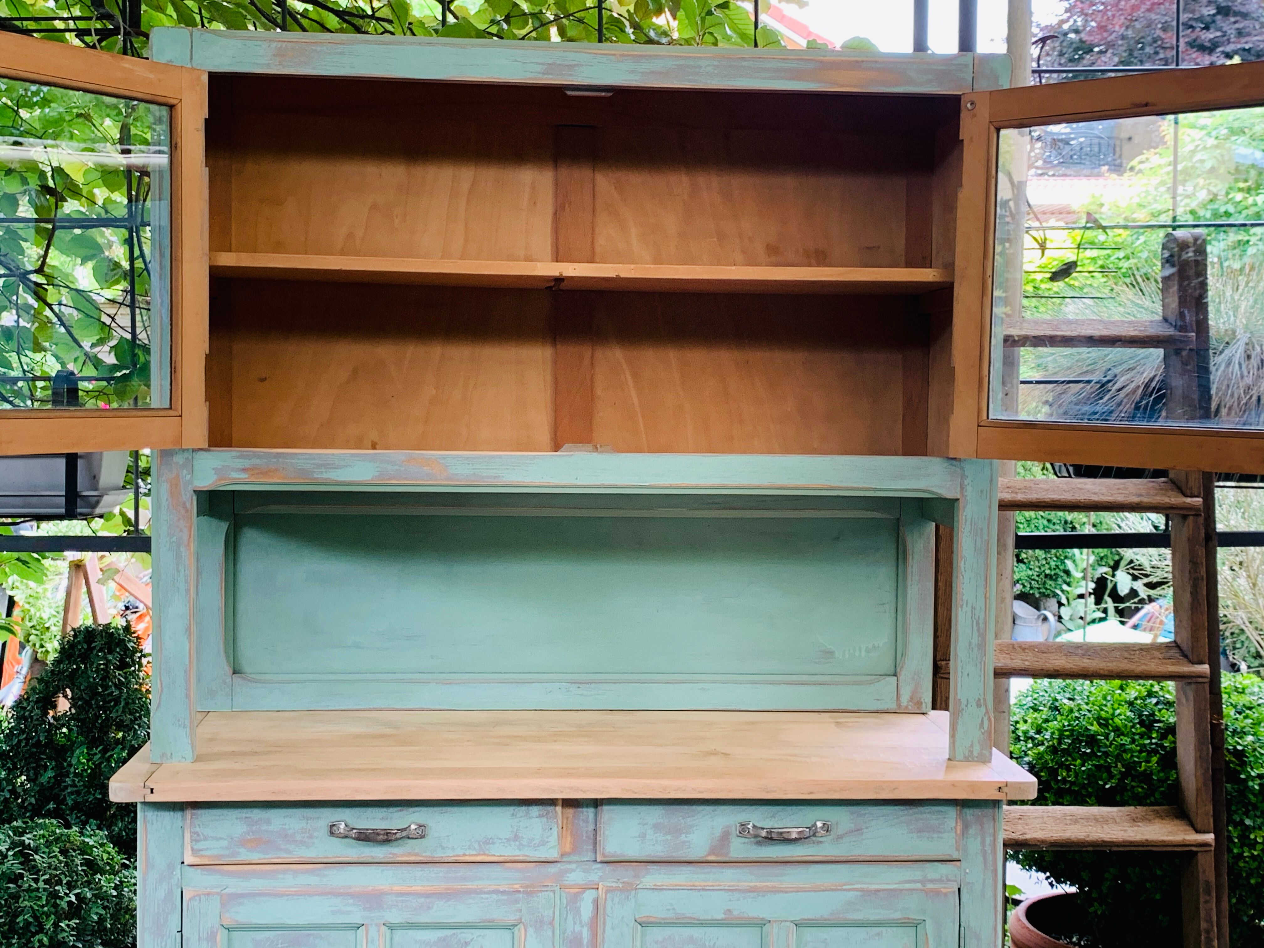 Parisian buffet patine celadon green and bluish grey