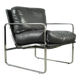 Black leather and metal armchair, 1980s