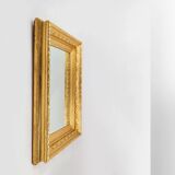Miroir mural baroque en bois doré à facettes, France 1850