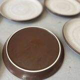 service a dessert 6 assiettes plates + 2 creuses en gres de gien, 1970