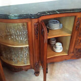 Louis XV cherry style sideboard with green marble