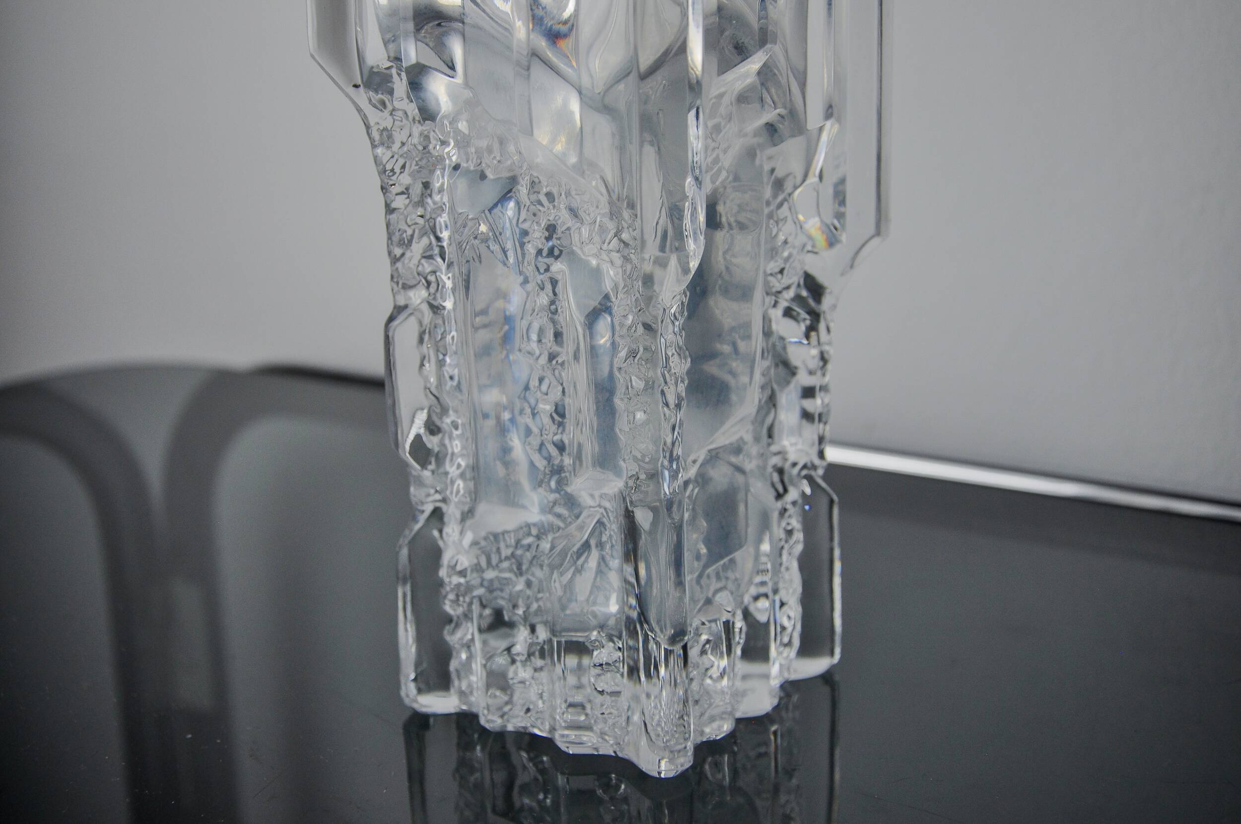 Limburg vase with ice cube effect in glass, Germany, 1970