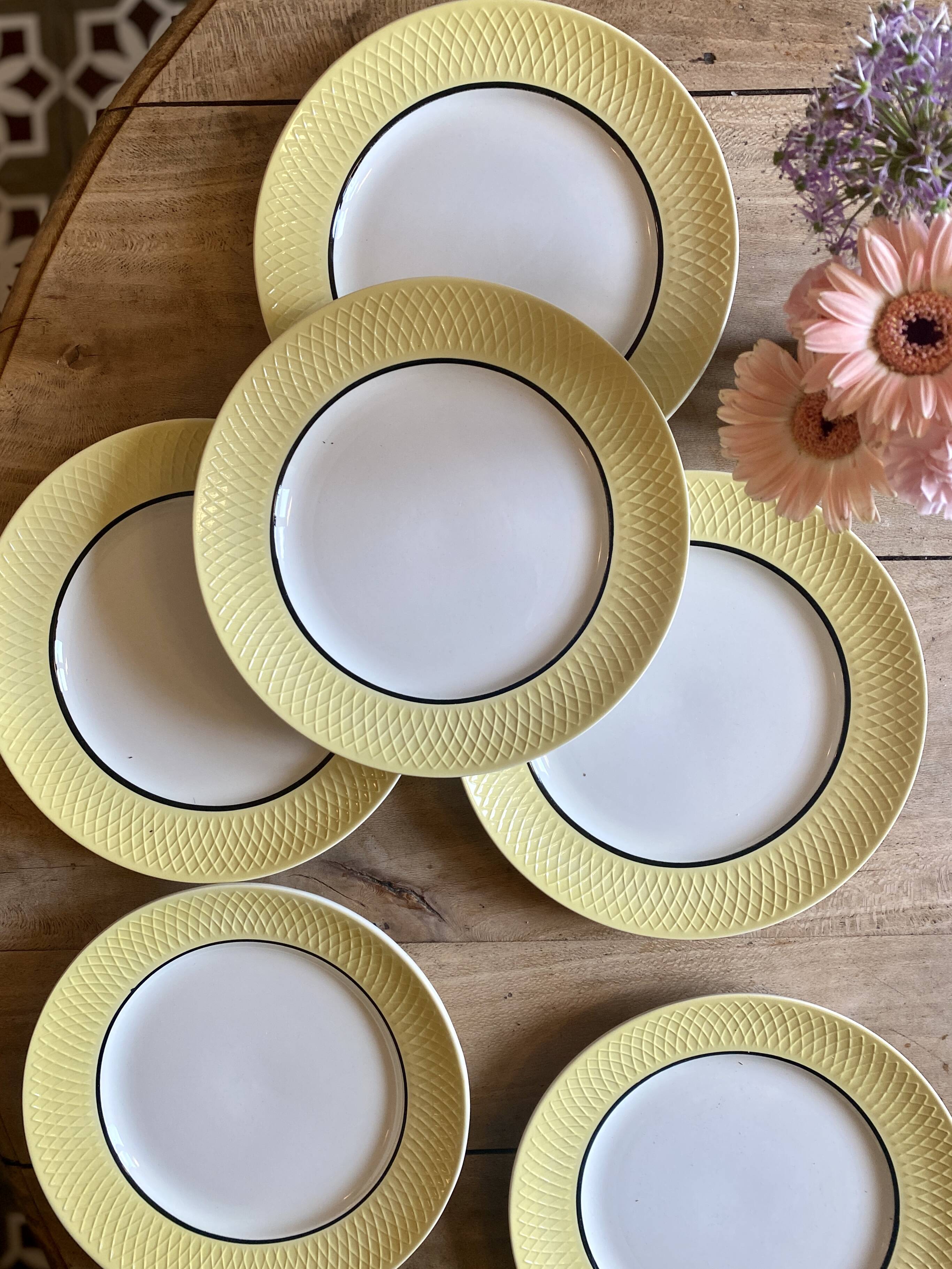Set of 6 vintage flat plates Moulin des Loups