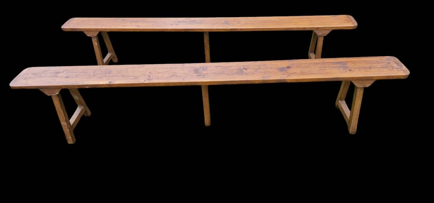 Two solid wood benches