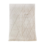 Moroccan Berber carpet blessed ouarain ecru plain with diamond patterns engraved 303x198cm