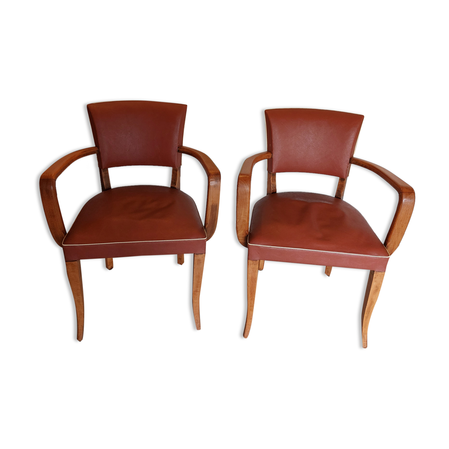 2 terra cota color bridge armchairs