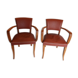 2 terra cota color bridge armchairs