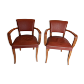 2 terra cota color bridge armchairs
