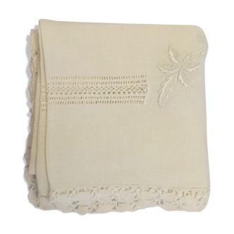 Embroidered square old tablecloth