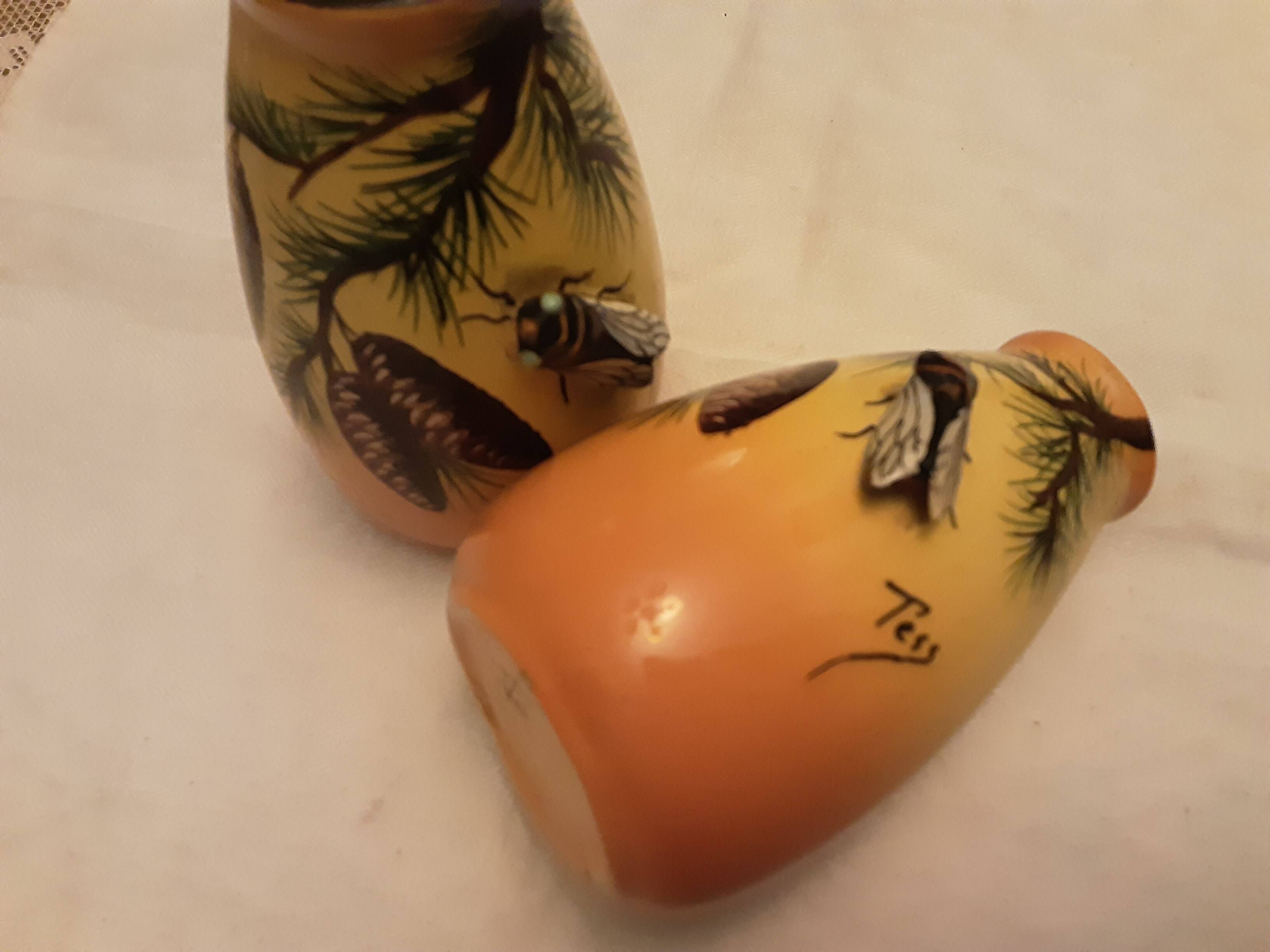2 Vallauris ceramic vases signed Tess