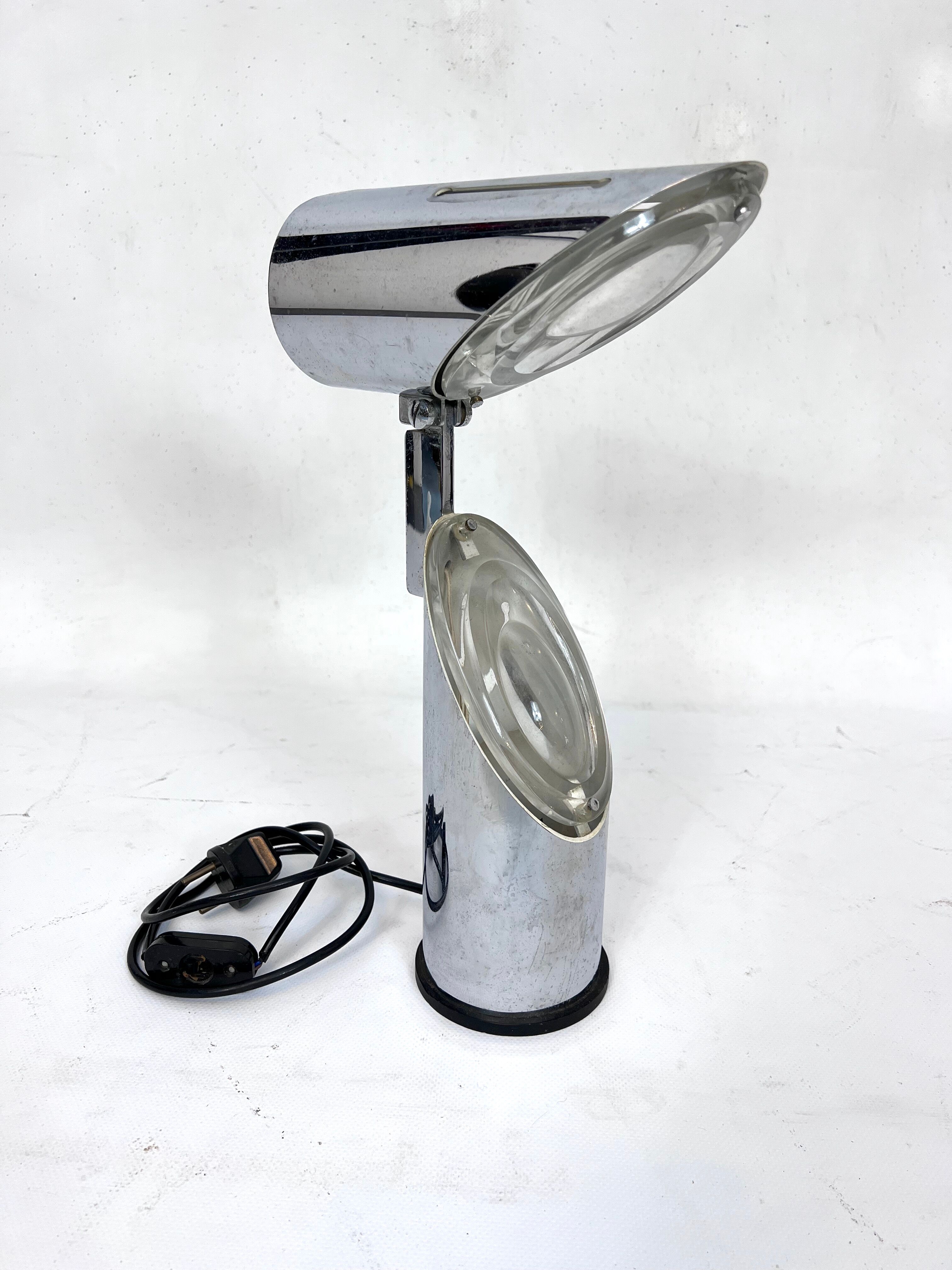 Modern chrome and glass table lamp by Stilkronen, Italy 1960s, Oscar Torlasco