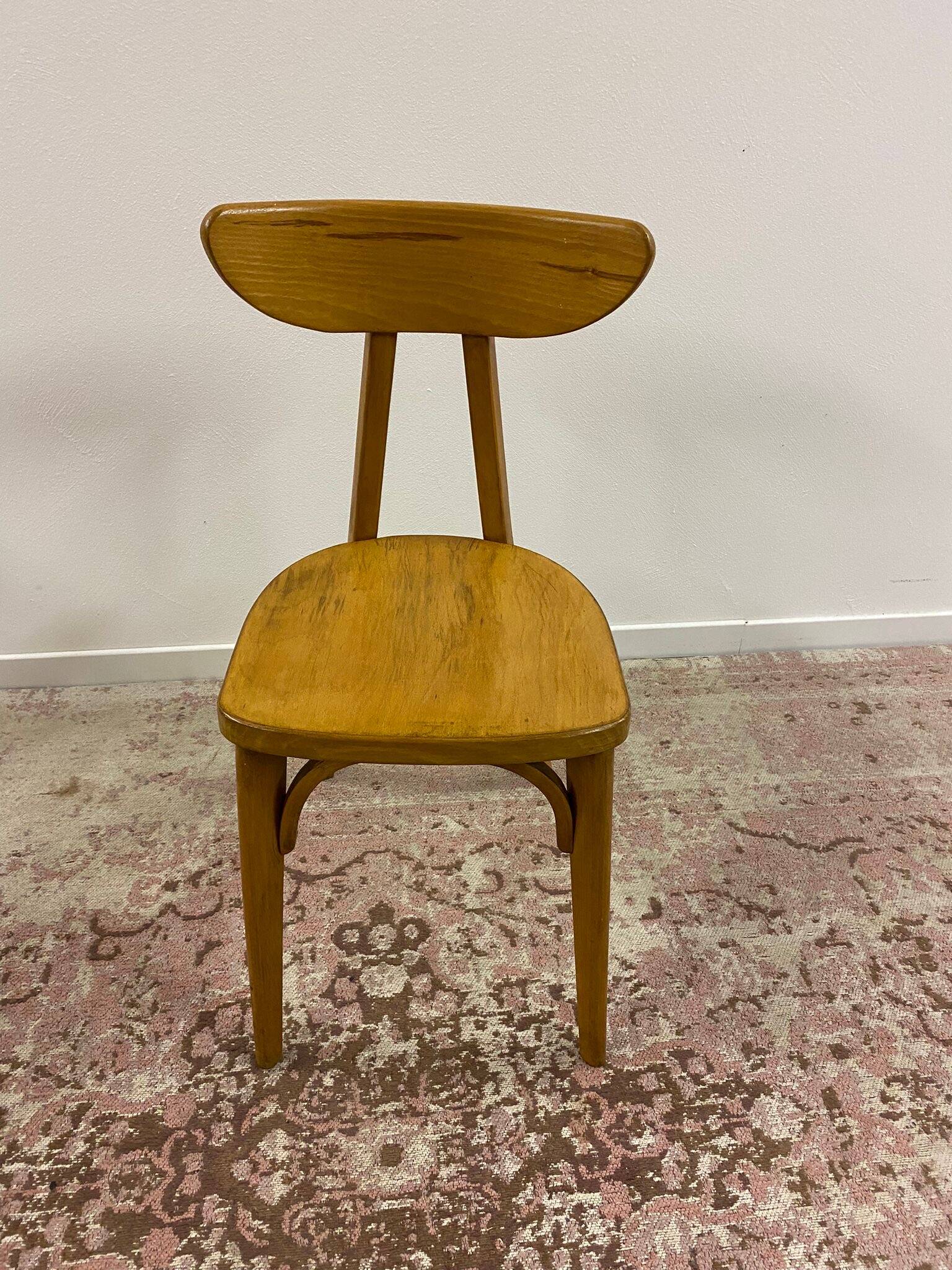 Set of 6 mismatched bistro chairs including Baumann and Luterma chairs