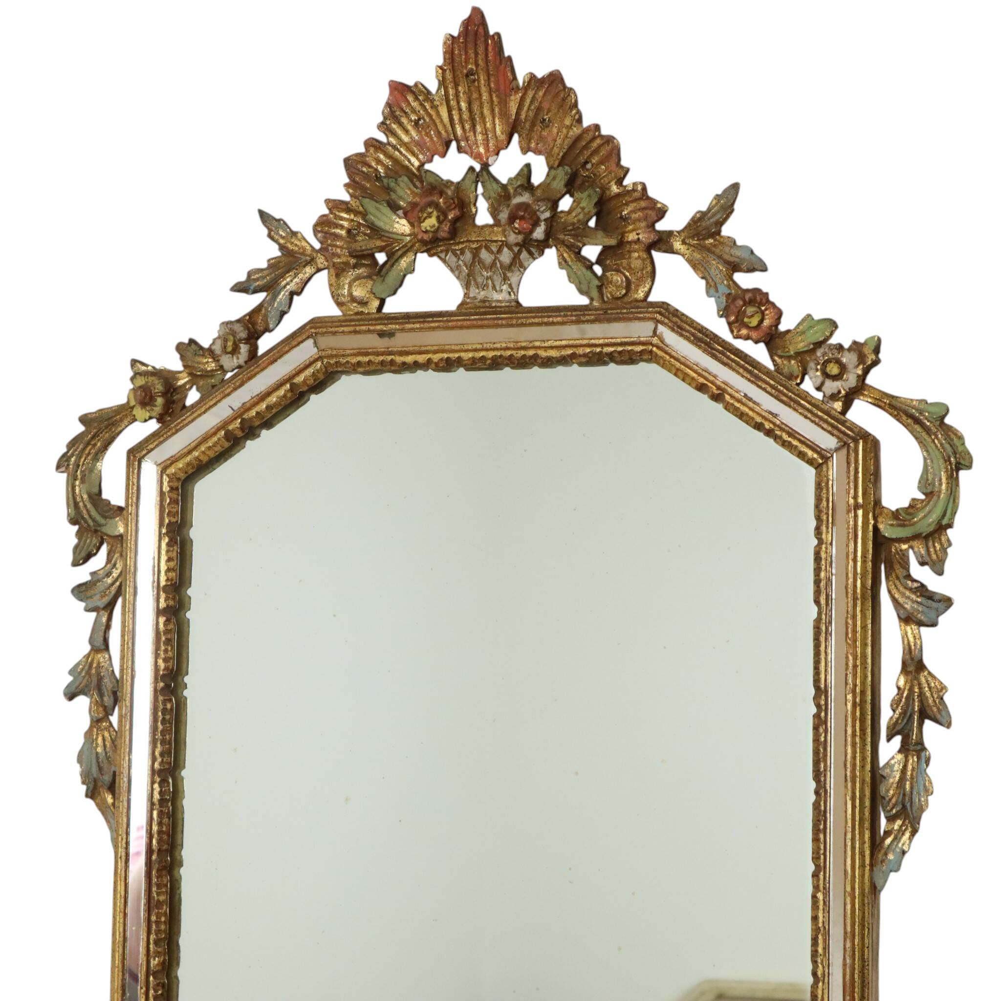 Classic Italian Gilt Crested Mirror by La Barge, 100 cm