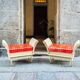 Sgabelli Art Deco in wood, ottone and pelle, Italia, anni '30, set of 2