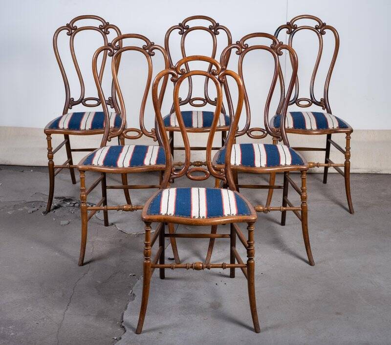 Art Nouveau Beech Café Chairs by W. Giessing, 1930s, Set of 6