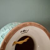 Lampe vintage en céramique et opaline blanche.