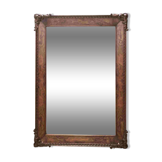 High-quality Rectangular Wall Mirror with Beech and Walnut Frame, Italy