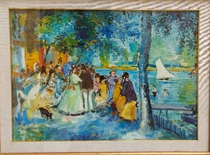 Oil painting on canvas "PARISIENNE" 50x70 Cm 60s 70s BELLE EPOQUE