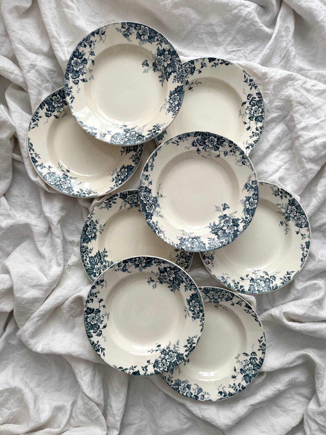 8 “Marie Louise” ironstone soup plates from Saint Amand and Hamage