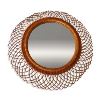 Miroir en rotin tressé