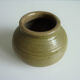 Vase vintage boule céramique en grès vert